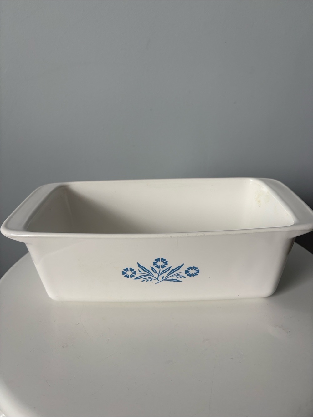 Corningware White Casserole with Blue Floral Cornflower Pattern